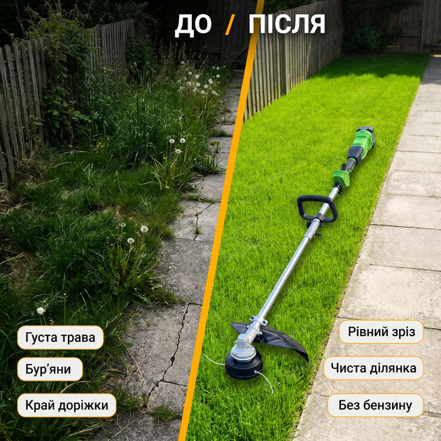 Мотокоса аккумуляторная Dozer BT-30 20V 2 АКБ/4Ah для сорняков травы кустов диск 30см антивибрационная система - изображение 5