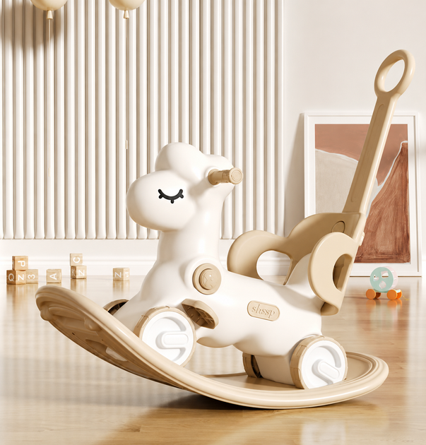 Коник гойдалка 3в1 Terrio Sheepy Beige дитяча гойдалка каталка іграшка пластикова гойдалка для малюків дитяча іграшка для дому кімнати садка міцна безпечна - изображение 2