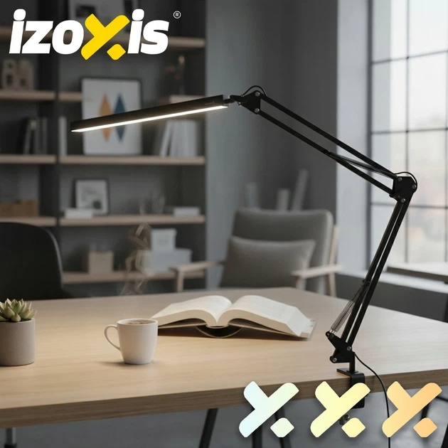 Настільна LED-лампа Izoxis 26357 2 в 1 зі струбциною та підставкою, USB-живлення, 3 режими світла та 10 рівнів яскравості для роботи та навчання - изображение 4