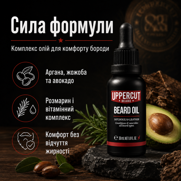 Олія для бороди Uppercut Deluxe Beard Oil 30 мл легкий нежирний догляд для пом’якшення, живлення та блиску бороди - зображення 2