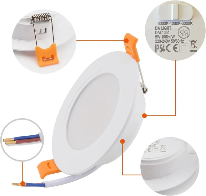 Вбудований світлодіодний світильник LED NitensLab 5W, 220–240V, нейтральний білий / комплект 6 штук - зображення 2