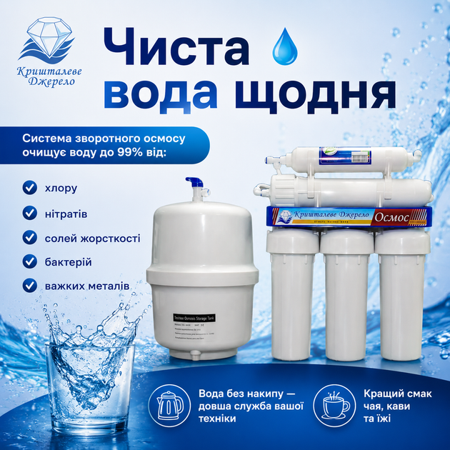 Фильтр обратного осмоса под мойку Кришталеве Джерело 50 GPD - изображение 2