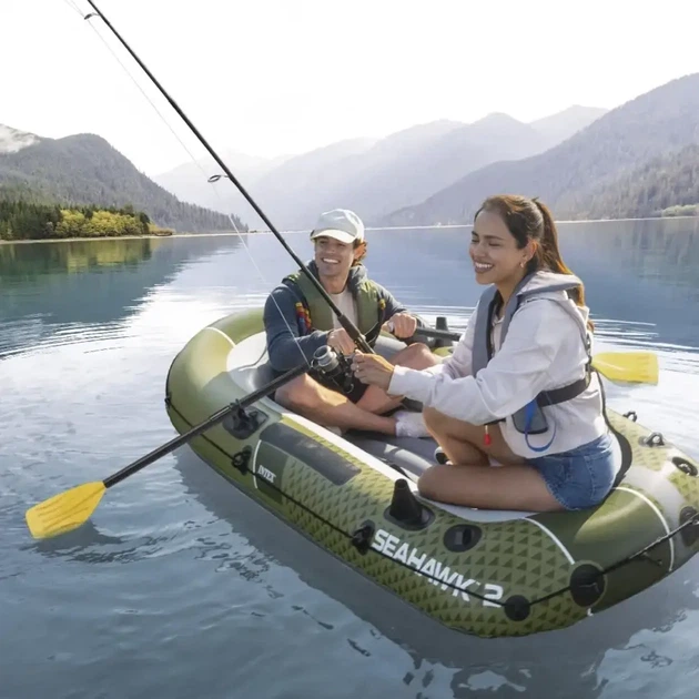 Лодка надувная Intex SEAHAWK 66332 NP 236×114×41 см двухместный гребной с веслами и насосом 240 кг - Фото 4 Лодка надувная Intex SEAHAWK 66332 NP 236×114×41 см двухместный гребной с веслами и насосом 240 кг - изображение 4