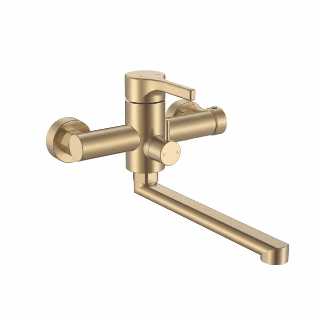 Смеситель для ванны Zerix Rex-006 (Euro) Brushed Gold из нерж. стали (Цвет матовое золото) (ZX6119) - Фото 2 Смеситель для ванны Zerix Rex-006 (Euro) Brushed Gold из нерж. стали (Цвет матовое золото) (ZX6119) - изображение 2