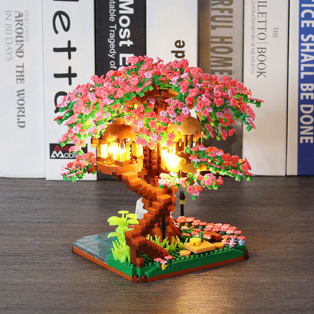 Большой набор конструктор Дерево Сакура 3D 2008 деталей с LED подсветкой для взрослых и детей Вишневое дерево Бонсай - изображение 8