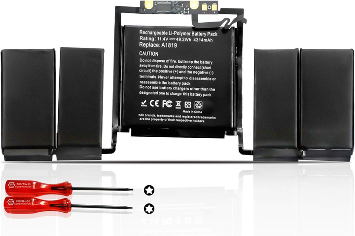 Аккумулятор для Apple MacBook Pro 13 A1706 A1819 K KYUER 11.4V 49.2Wh Батарея для макбука с Touch Bar - изображение 2