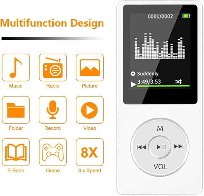 Портативный MP3-плеер с Bluetooth Leguvu S05W-8GB белый плеер с FM-радио и экраном 1.8" (музыкальный плеер под микро SD) - Фото 3 Портативный MP3-плеер с Bluetooth Leguvu S05W-8GB белый плеер с FM-радио и экраном 1.8" (музыкальный плеер под микро SD) - изображение 3