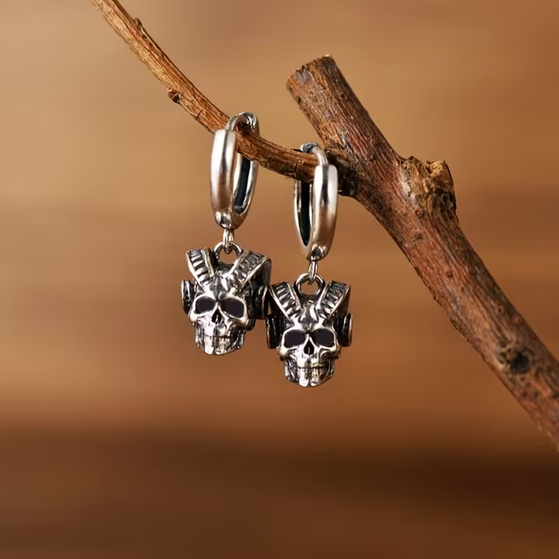 Серьги-подвески Gothic в виде барана «Череп Дьявола» 22*8 мм [JA853783] VNOX - изображение 3