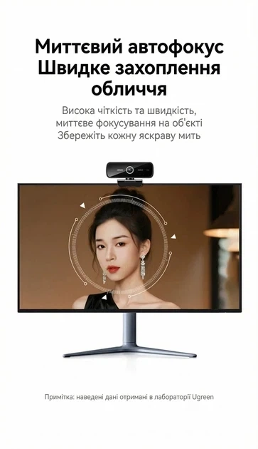 Веб-камера UGREEN с микрофоном USB-веб-камера 2K HD 4 Мп Black (CM926) - изображение 6