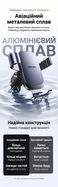 Автомобільний тримач Ugreen для смартфона c гравітаційним ефектом 4.7-7.2" Grey (LP907) - Фото 4 Автомобільний тримач Ugreen для смартфона c гравітаційним ефектом 4.7-7.2" Grey (LP907) - зображення 4