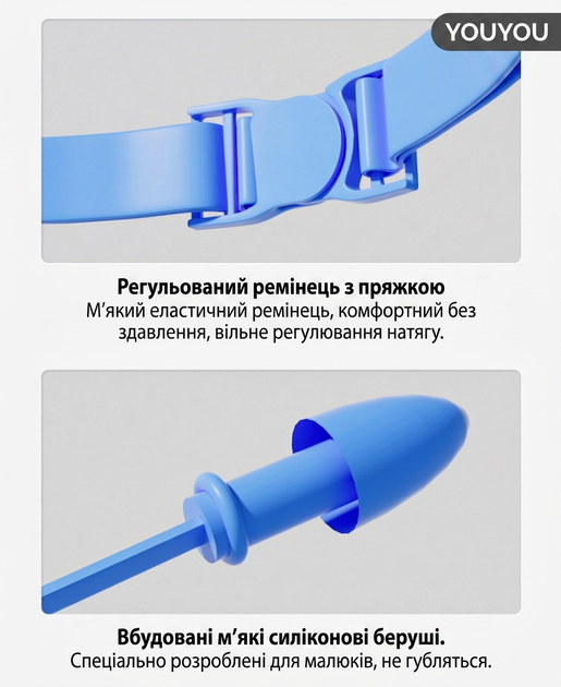 Дитячий набір для плавання YOUYOU — окуляри для плавання + силіконова шапочка, чохол для окулярів та беруші, антифог, захист від протікання, синій - Фото 5 Дитячий набір для плавання YOUYOU — окуляри для плавання + силіконова шапочка, чохол для окулярів та беруші, антифог, захист від протікання, синій - зображення 5