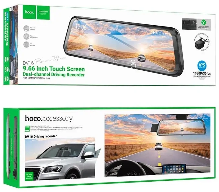 Відеореєстратор Hoco DV16 9.66" Dual-Channel з задньою камерою Black (6942007664219) - зображення 9