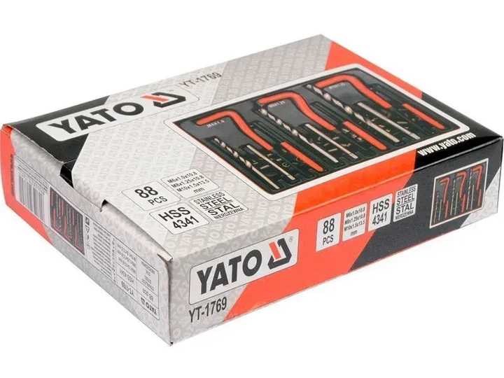 Набір для ремонту різьби YATO M6 x 1.0, M8 x 1.25-10.8, M10 x 1.5-13.5 мм 88 шт YT-1769 - Фото 3 Набір для ремонту різьби YATO M6 x 1.0, M8 x 1.25-10.8, M10 x 1.5-13.5 мм 88 шт YT-1769 - зображення 3