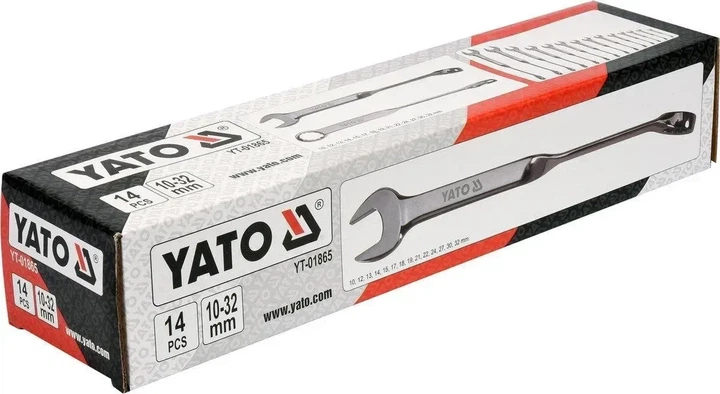 Набор изогнутых рожково-накидных ключей YATO YT-01865 10-32 мм Cr-V 14 шт - изображение 3