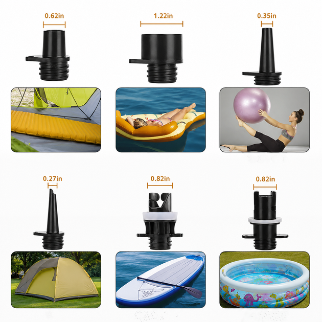 Электрический насос Trizand 25262 для SUP доски 20 PSI 12V с 6 насадками - изображение 9