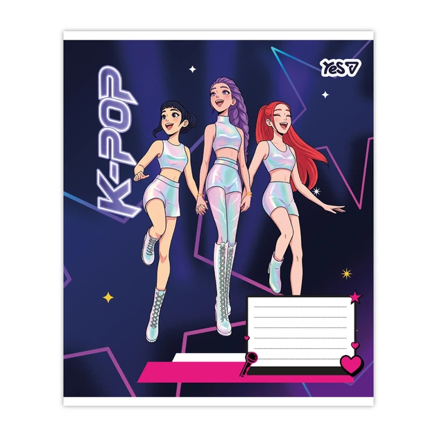 Зошит шкільний Yes K-POP musik А5 18 аркушів клітинка (768950) - зображення 6