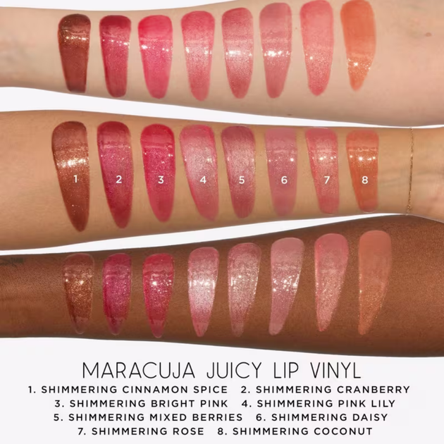 Глянцевий зволожувальний блиск для губ з олією маракуї Tarte Maracuja Juicy Lip Vinyl Shimmering Rose 2.7 г - зображення 10