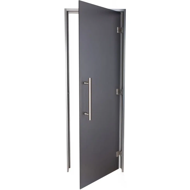 Стеклянная дверь Tesli Antalya Graphite Sateen 800х2000 мм закаленное стекло матовая серая для хаммама - изображение 2