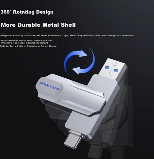 Флеш пам'ять USB MOVE SPEED Lingdong Pro 128GB Type-C/USB 3.2 - Фото 3 Флеш пам'ять USB MOVE SPEED Lingdong Pro 128GB Type-C/USB 3.2 - зображення 3