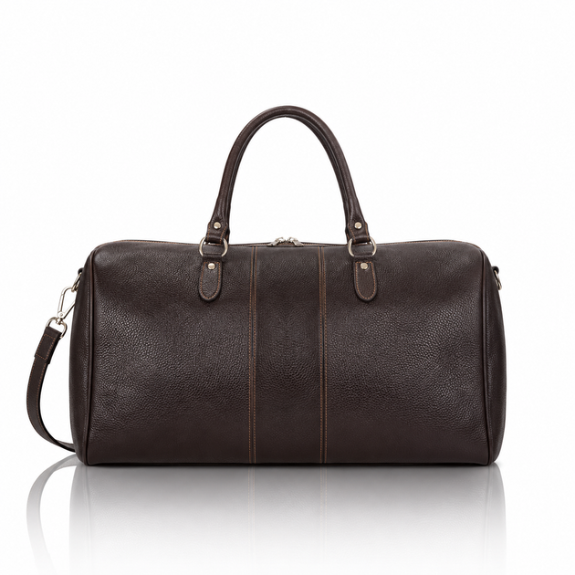 Дорожная кожаная сумка саквояж Virginia Conti 01289_f Коричневая 52 x 27 x 20 см - изображение 4