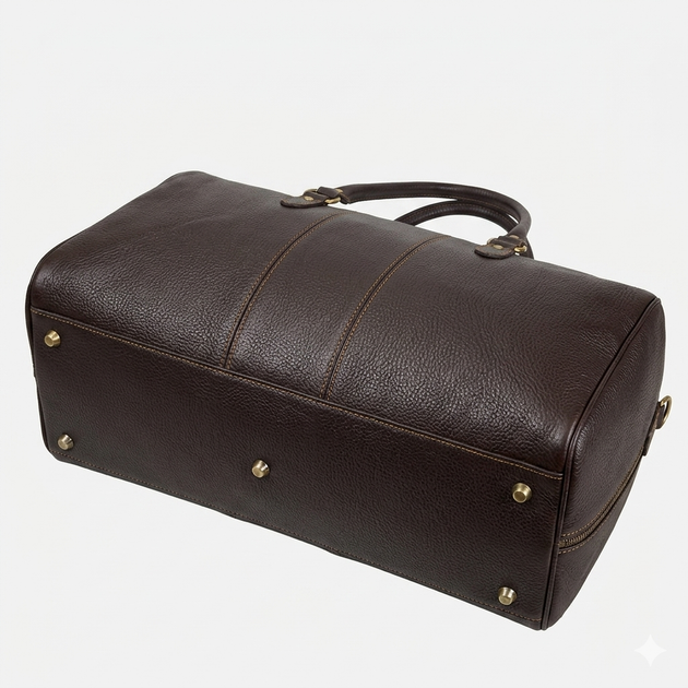 Дорожная кожаная сумка саквояж Virginia Conti 01289_f Коричневая 52 x 27 x 20 см - изображение 6