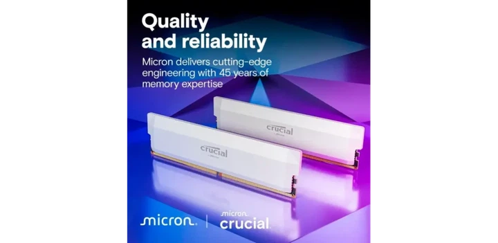 Модуль пам'яті Crucial Pro White DDR5-6400 32GB (2x16GB) (CP2K16G64C38U5W) - Фото 4 Модуль пам'яті Crucial Pro White DDR5-6400 32GB (2x16GB) (CP2K16G64C38U5W) - изображение 4
