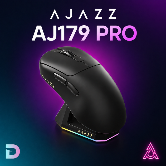 Бездротова Миша Ajazz AJ179 PRO 3 Mod Black 3395PAW 8K - Фото 4 Бездротова Миша Ajazz AJ179 PRO 3 Mod Black 3395PAW 8K - зображення 4