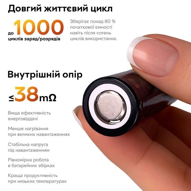 Акумулятор 18650 LiitoKala Lii-35A 3500 mAh літій-іонний Li-Ion для електронних пристроїв 10 А, 3.7V Плоский плюс (19311) - зображення 7