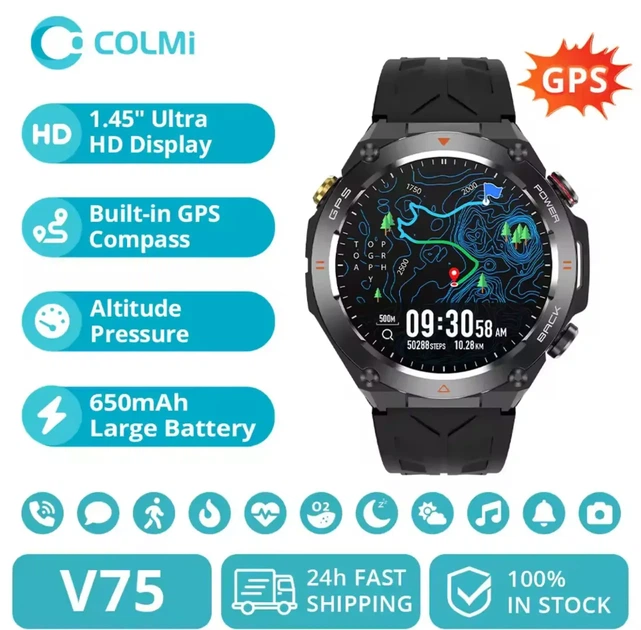 Умные смарт-часы Colmi V75 GPS фитнес браслет Black (19242) - изображение 4