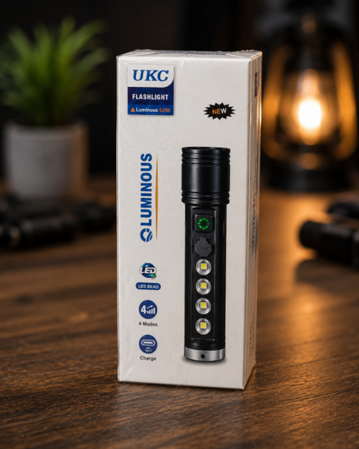 Ручний ліхтарик S 200 / Акумуляторний ліхтарик UKC Luminous S200 / Потужний LED ліхтар - зображення 4