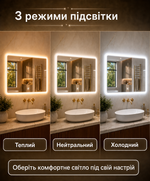Дзеркало з LED підсвіткою для вітальні настінне прямокутне дзеркало для макіяжу косметичне 50х70см Asans - Фото 2 Дзеркало з LED підсвіткою для вітальні настінне прямокутне дзеркало для макіяжу косметичне 50х70см Asans - зображення 2