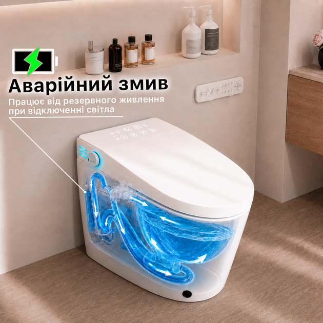 Смарт унитаз биде с сушкой и пультом умные унитазы Smart с LED подсветкой напольный унитаз с подогревом сиденья Asans 8615 - изображение 9