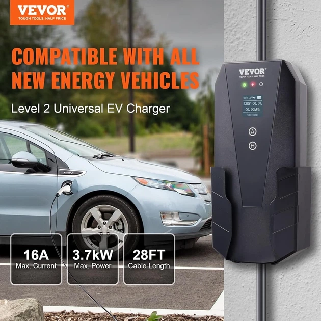 Зарядное устройство для автомобиля VEVOR EV-B06-EU003B / 3,7 кВт / 16A / IP66 / Белый-Черный Б/В k1 - изображение 6