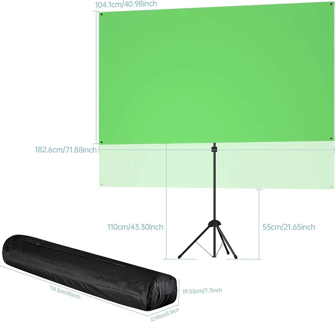 Зеленый экран NEUE DAWN Chromakey 80" 183 x 106 см со штативом Зеленый Б/В k1 - Фото 2 Зеленый экран NEUE DAWN Chromakey 80" 183 x 106 см со штативом Зеленый Б/В k1 - изображение 2