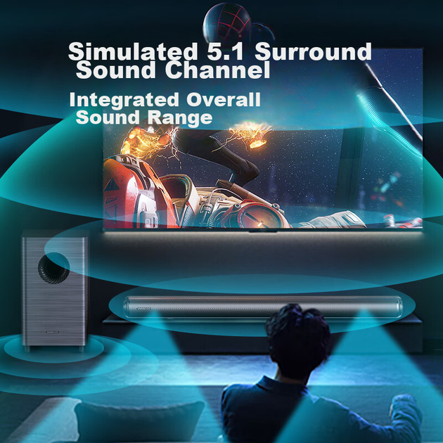 HANHONG_AUDIO [Субсидії] 020LD саундбар для телевізора, потужний стереозвуковий пристрій з об'ємним звуком, Bluetooth-колонка, незалежний сабвуфер - зображення 7