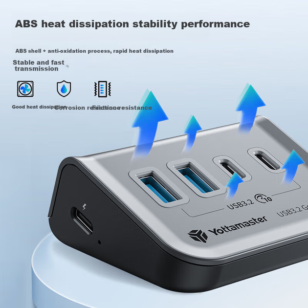 Док-станція розширення Yottamaster USB3.2 Hub, високошвидкісна 4-портова док-станція розширення Hub, сумісна з Black Myth: Комп'ютерний адаптер Wukong з подовжувачем живлення, 0,5 метра - зображення 5