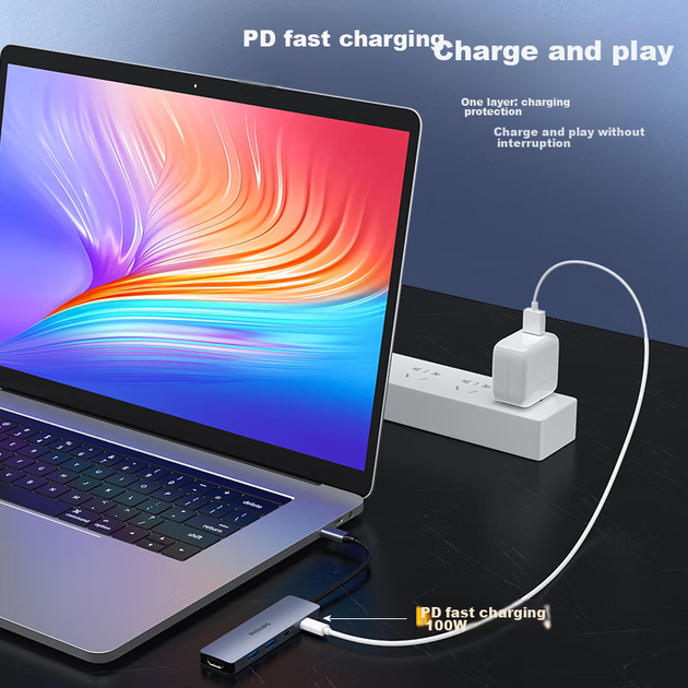 Розширювальна док-станція PHILIPS Type-C, кабель-хаб-розгалужувач USB-C на HDMI, 4K/60 Гц, адаптер для комп'ютерів Apple, сумісний з ноутбуками MacBook, Huawei, iPad Pro, Xiaomi - изображение 6