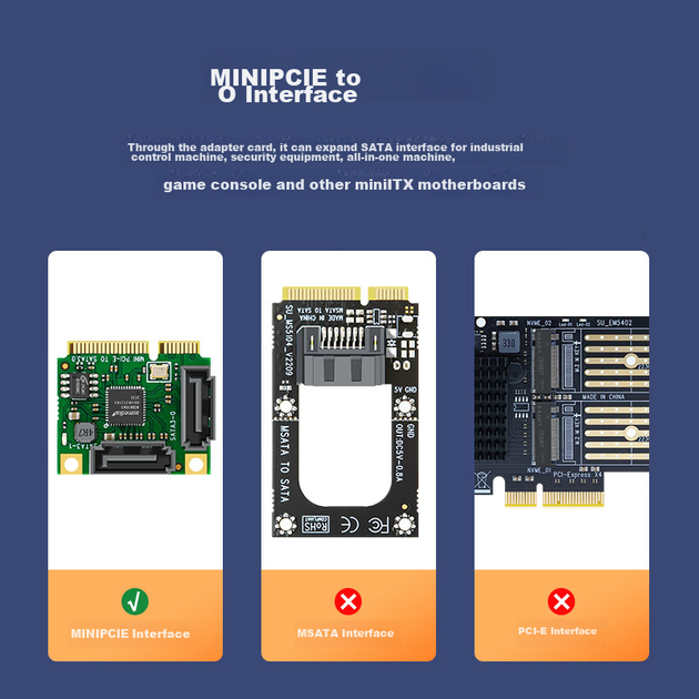 EB-LINK MiniPCIe to SATA 3.0 Expansion Card, 2 Ports, 6Gbps Mini PCI-E Internal SSD Adapter Card, Can Can Use As System Disk - изображение 6