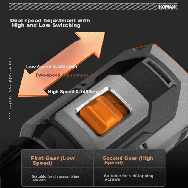 Бесщеточный шуруповерт KOMAX, литиевая аккумуляторная ручная дрель, бытовой электрический шуруповерт, аккумуляторный шуруповерт, электрический шуруповерт - изображение 7