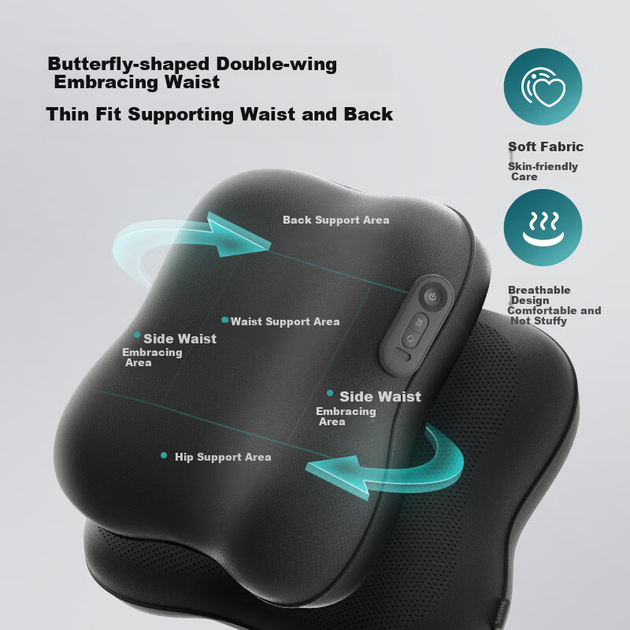 Массажная подушка для поясницы PHILIPS Reliable, предназначенная для массажа плеч, ног, спины и шейного отдела позвоночника, с двусторонней функцией подогрева и верхней поддержкой для разминания спины 3115B Подарок для девушки 18 июня - изображение 10