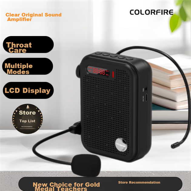 Портативний міні-підсилювач COLORFIRE для лекцій вчителів, екскурсоводів, використання на вулиці з USB-накопичувачем та слотом для карти пам'яті, динамік FS-K1401 чорного кольору - зображення 4