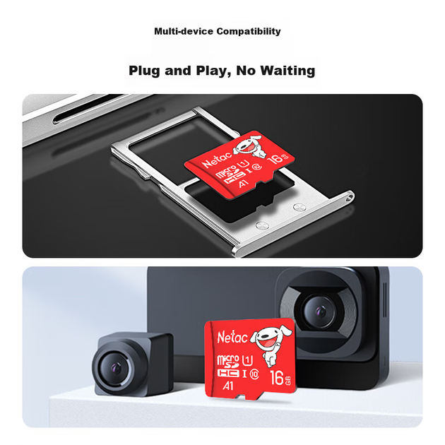 Карта пам'яті Netac та JOY TF (MicroSD) 16 ГБ, спільного бренду, серія U1 C10 A1 P500, швидкість читання 98 МБ/с, відеореєстратор та камера спостереження - изображение 5