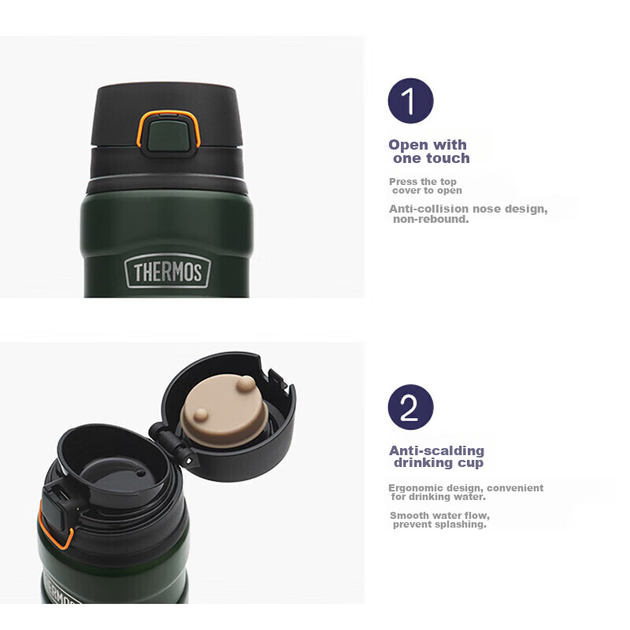 Термокружка THERMOS, нержавеющая сталь 316, для студентов и мужчин, 500 мл, для чая/холодного/горячего, модель TSK2-500S NVB, цвет Atlantic Blue. - изображение 7