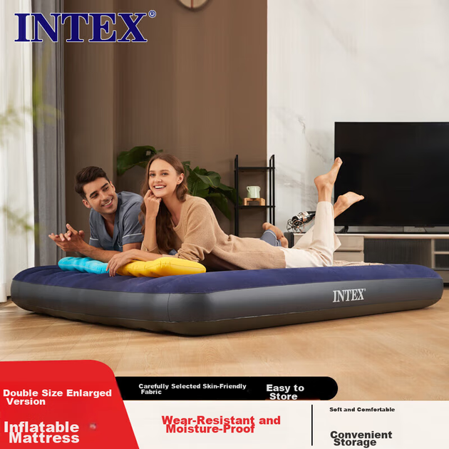 Матрас надувной INTEX автоматический для кемпинга, двуспальный, складной - изображение 5