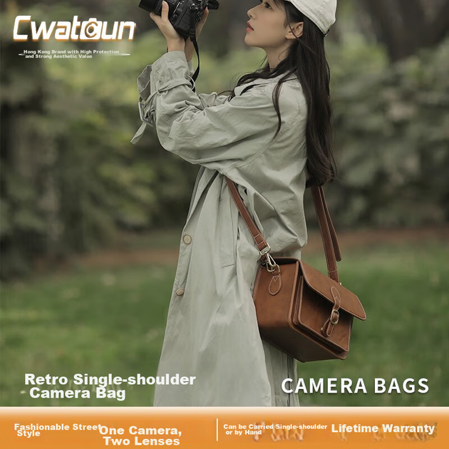 Сумка для фотоаппарата CWATCUN через плечо, винтажный стиль, женская - Фото 8 Сумка для фотоаппарата CWATCUN через плечо, винтажный стиль, женская - изображение 8
