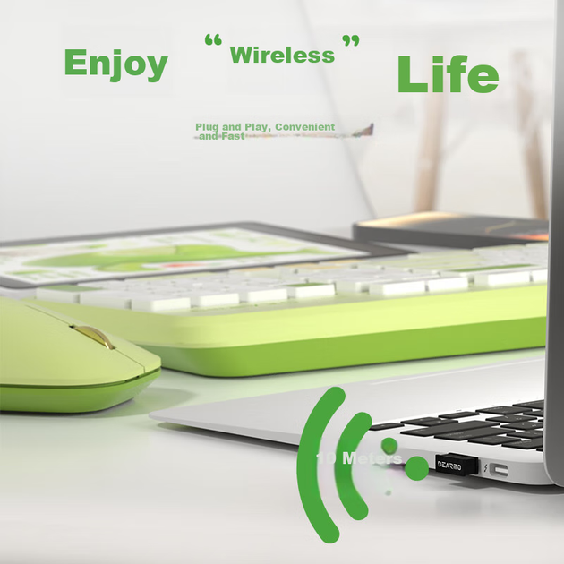 Комплект бездротовий DEARMO MK8800 Wireless Lime - Фото 6 Комплект бездротовий DEARMO MK8800 Wireless Lime - зображення 6