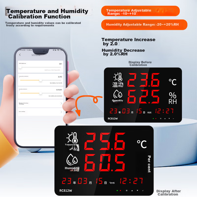 Промышленный термометр и влагомер Rongce RC812W, домашний, комнатный, с мобильным Wi-Fi, дистанционный мониторинг и сигнализация, регистратор для производственного помещения. - изображение 7