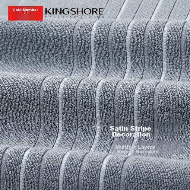 Полотенце банное KING SHORE хлопковое утолщенное, 800 г, серое - изображение 13