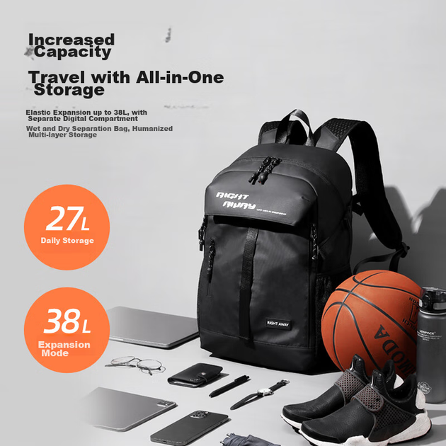 Рюкзак Right Away для мужчин, вместительный рюкзак Black Knight Sports, многофункциональная сумка для ноутбука для деловых поездок. - изображение 9