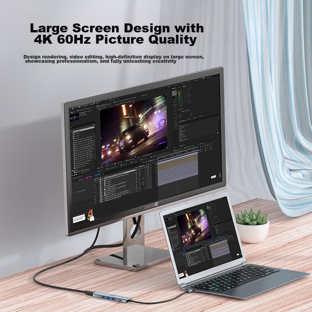 Док-станция расширения Acer Type-C, концентратор USB 3.0, адаптер HDMI, совместимый с MacBook, конвертер для компьютера и телефона, дублирование экрана 4K60Hz, зарядное устройство для портативных устройств, Five-I - изображение 8